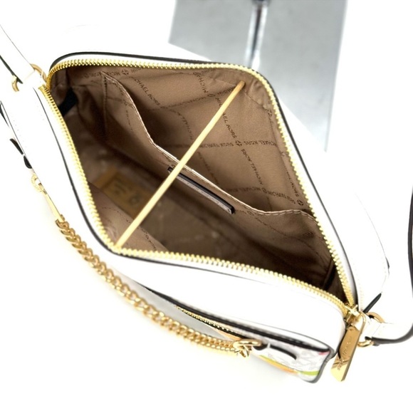 Michael Kors Large EW Zip Chain Xbody Crossbody Bag Optic White - Picture 9 of 12